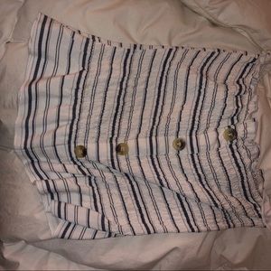 blue and white striped tube top